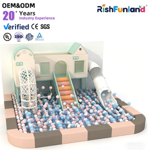 Ensemble de jeux d'intérieur Macaron Color Soft Play House avec toboggan, filet d'escalade et piscine à balles pour <span class=keywords><strong>restaurant</strong></span> familial et aire de jeux pour enfants - Product Image 1