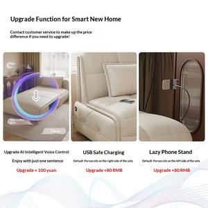 <span class=keywords><strong>Canapé</strong></span>-lit <span class=keywords><strong>électrique</strong></span> en cuir véritable avec structure métallique, design moderne, double fonction de rangement pour petits appartements et salons - Product Image 4