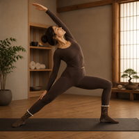 Chaussettes de yoga et de pilates pour femmes, à volants, antidérapantes, en tricot, avec détail de revers, pour le fitness et la danse