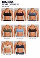 Soutien-gorge de sport Dingtai à bretelles croisées et dos découpé pour femme, avec coussinets amovibles, sans armatures, maintien léger, couleur unie, pour la danse