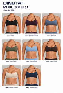 Dingtai Cross Strap <strong>Halter</strong> Cutout Back Sports <strong>Bra</strong> for Women Removable Pads Wireless Low Support Solid Color Dance - Product Image 5