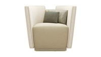 Fauteuil club de luxe en velours à dossier enveloppant, base sur socle doré, pour salon de villa Foshan