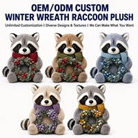 Porte-clés Mascotte en Peluche Raton Laveur Personnalisé OEM ODM, Guirlande d'Hiver, Jouet Promotionnel CPC, Cadeau de Noël et de Fêtes