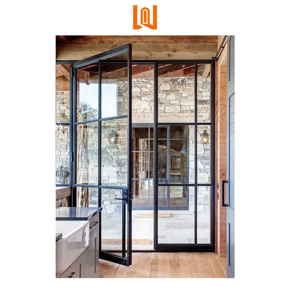 맞춤형 현대 실내 칸막이 항목 프랑스 알루미늄 여닫이 스윙 유리 문