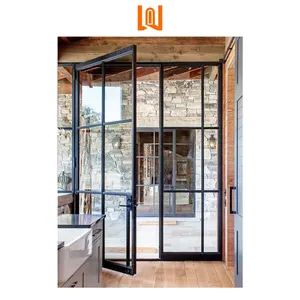 Customized Modern Indoor Divider Entry French Aluminum Casement Swing Glass Door