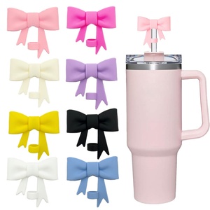 Silicone Straw Toppers Bows 30 40 Oz Tumblers Bow Bottle Cup Accessories Customizable Straw Cover for <b>Bar</b> <b>Drinking</b> - Product Image 1