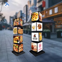 Boîte à lumière rectangulaire d'extérieur Shuntai, personnalisable, étanche, panneaux de menu LED à 4 faces, support publicitaire mobile rotatif multicouche