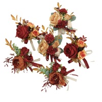 Bunga Boutonniere Buatan dari Kain Warna Merah Anggur Model DH FGH-425 untuk Acara Bisnis, Upacara Pembukaan, Pernikahan, Tamu Undangan