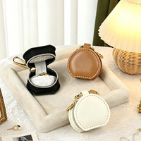 Mini sac de rangement pour bijoux en cuir PU écologique, portable, pour voyage, boîte cadeau, logo personnalisé, porte-clés, collier, bague