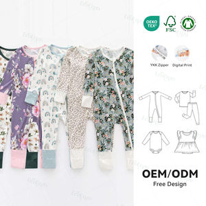 Pijama de Bambu para Bebê Menino Criança Macacão com Zíper YKK para Recém-Nascido Dorminhoco de Bambu para Menina em Fibra de Bambu Primavera - Product Image 1