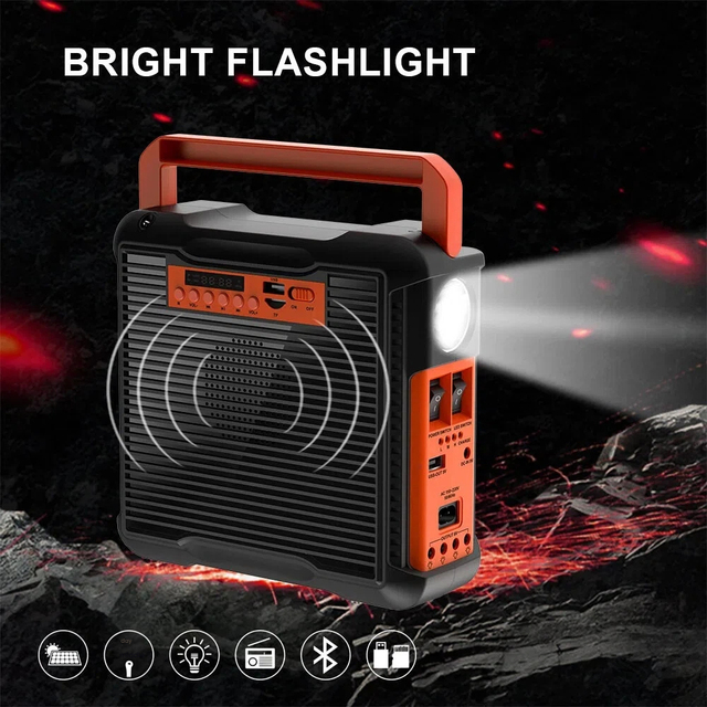 Solar-powered Small System Radio Flashlight Lighting Power Supply Generator Portable Outdoor  Speaker