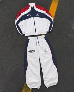 Custom Men's Two Piece Color Patchwork Breathable Sporty Tracksuit Polyester <b>Embroidery</b> Windbreaker <b>Set</b> -Nylon Tracksuits - Product Image 2
