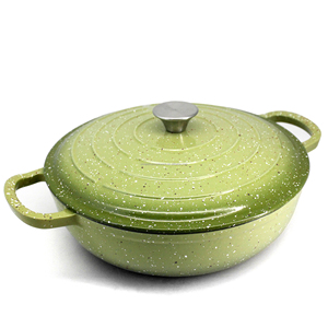 Cazuela de hierro fundido esmaltado verde poco profundo de <span class=keywords><strong>4Qt</strong></span> para Navidad - Product Image 6