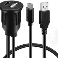Nouveau câble d'extension USB 2.0 + USB Type-C mâle-femelle en cuivre, étanche, pour tableau de bord de voiture