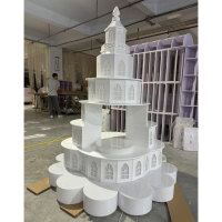 Présentoirs à gâteaux géants en acrylique blanc avec LED pour événements, décorations modernes pour fêtes d'anniversaire, supports à gâteaux et desserts hauts pour événements