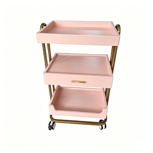 Carrito de Salón Multiusos, Carrito de Almacenamiento de 3 Niveles <span class=keywords><strong>con</strong></span> <span class=keywords><strong>Ruedas</strong></span>, <span class=keywords><strong>Auxiliar</strong></span> para Salón de Belleza - Product Image 3