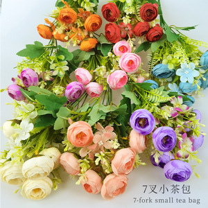 ช่อดอกไม้ประดิษฐ์ 7 ก้าน ขนาดเล็ก 35 ซม. ดอกไม้ผ้าไหม สำหรับตกแต่งงานแต่งงาน ตกแต่งบ้าน อุปกรณ์ประกอบฉากถ่ายภาพ ความเหมือนจริงสูง - Product Image 5