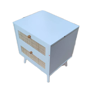 Table de chevet en rotin à <span class=keywords><strong>2</strong></span> tiroirs, table de chambre à coucher en bois, tiroir en bois, accent pour appartement, salon, chambre à coucher, décoration moderne pour la maison - Product Image 4