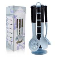 Nouveaux produits en silicone, accessoires pour la maison et la cuisine, 7 pièces, ustensiles de cuisine en silicone résistant à la chaleur, ensemble de spatules de cuisine bon marché