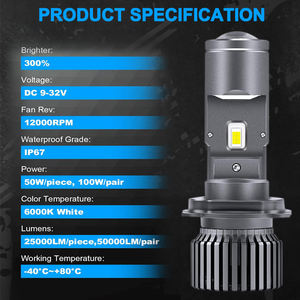 H4 bola lampu LED, Kit bohlam proyektor Mini lensa proyektor H4, LED cahaya kabut H4/9003/HB2 Canbus Hi/<span class=keywords><strong>Lo</strong></span> - Product Image 4