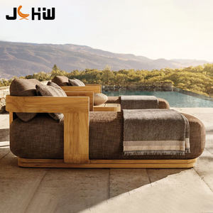 Meubles de patio en bois de teck hôtel terrasse chaise longue extérieur lit de repos tous temps teck <span class=keywords><strong>jardin</strong></span> piscine plage chaise longue avec coussins - Product Image 1
