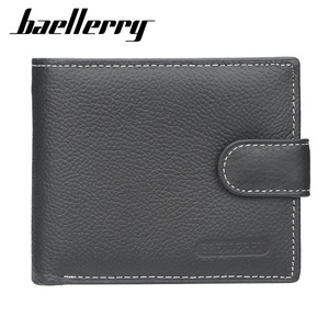 Baellerry Men's Short Wallet Genuine Leather Horizontal <b>Soft</b> Wallet Everyday Use Black - Product Image 1