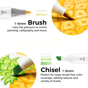 60 Colors Alcohols Markers Set <b>Brush</b> Tip Drawing Marker Pen Set Art Coloring Pens <b>Round</b> Pen Barrel for Stationery - Product Image 5