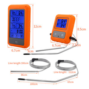 Thermomètre à viande filaire à double sonde Thermomètre de cuisine en ABS avec logo alimentaire personnalisable Qualité viande jaune supportée OEM & ODM - Product Image 2
