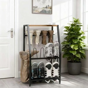 Étagère à chaussures sur mesure pour bottes longues, 3 niveaux, en métal noir, pour chambre et salon, type sur pied, capacité 10-20 paires - Product Image 2