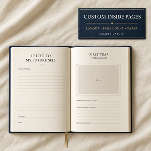Journal personnalisé LABON Time Capsule, couverture rigide en PU bleu marine, étoiles dorées, pages de souvenirs avec lettres et photos pour l'<span class=keywords><strong>avenir</strong></span>, ruban bleu - Product Image 3