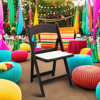 Table et chaises pliantes de jardin en plastique blanc et brun moderne, durables, empilables, pour l'extérieur, les hôtels, les fêtes
