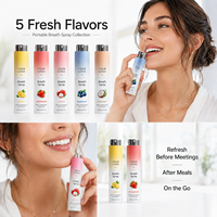 Semprotan Napas Portabel 8ml 5 Rasa Lemon Strawberry Lychee Blueberry Kelapa Perawatan Mulut Saat Bepergian Semprotan Kesegaran Percaya Diri Penggunaan Sehari-hari