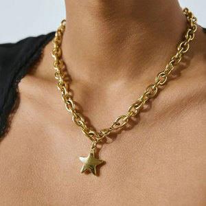 Delicado Collar con Colgante de Estrella para Mujer, Chapado en Oro PVD de 14k y 18k, Acero Inoxidable 316L, Joyería Fina - Product Image 2