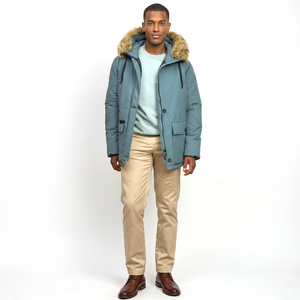 Veste décontractée pour homme, coupe régulière, col montant, logo sur le devant, imperméable, coupe-vent, respirante, en toile, pour l'automne - Product Image 1