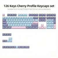 OEM ODM 126 Keys PBT Double Shot Keycaps Macaron Pastel Cute Keycap Set Pink Blue Dreamy Keycaps for Mechanical Keyboard 60 65 7