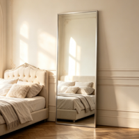 Miroir sur pied mural pleine longueur en métal doré ou argenté, grand format, personnalisé, pour la vente en gros