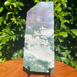 Oferta Especial al por Mayor: Losa de Ágata Musgosa Natural Druzy Verde Pulida, Gema de Cristal para Artesanía, Decoración Religiosa del Hogar y Sanación - Product Image 6