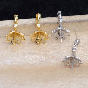 Boucle d'oreille en argent S925 Wenchi en forme de U, accessoire de bijoux DIY pour perles, support double usage pour perles de 12-14 mm, modèle Chine 15641 - Product Image 1