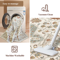 Wholesale Beige Floral Oriental 5x7 Waterproof Soft Floor Mat Modern Livingroom Rugs Carpets for Sofa Hotel