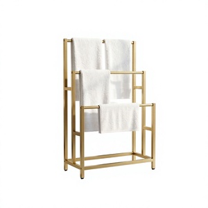 Wholesale Modern Bathroom <b>Towel</b> Rack <b>Standing</b> Type Black Iron Multifunctional Rolled <b>Towel</b> Storage Holder - Product Image 1