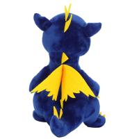 Peluche personnalisée Dragon Bleu Corps Jaune Ailes, Jouet en Peluche Dinosaure Assis de Dessin Animé, Mascotte en Peluche avec Impression de Logo