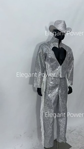 Glitters Suit <strong>Silver</strong> <strong>Sequins</strong> <strong>Jacket</strong> Stylish Men's Suit for Performance Party Dance Suit Ballroom Stage Dance - Product Image 2
