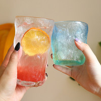 Verre à motif glacier coloré, gobelet texturé irrégulier pour jus, bière, café, thé – Vaisselle pour la maison, les fêtes et les bars