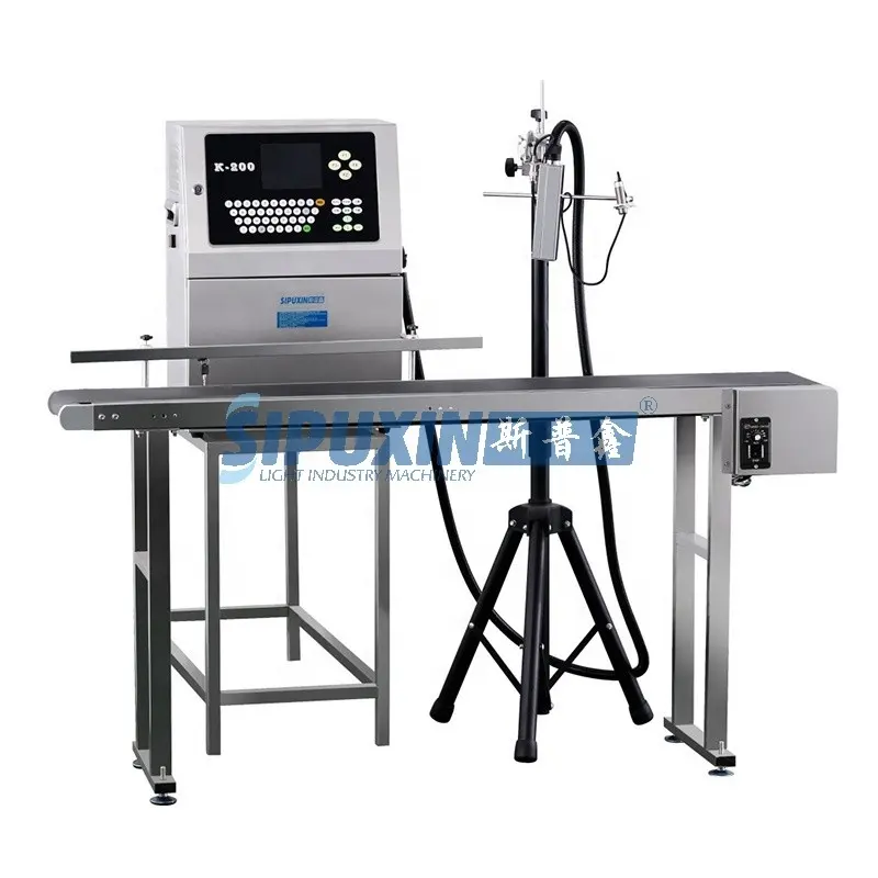 Guangzhou Sipuxin Cheap Price Automatic Continuous Inject Printing Machine Date Code Inkjet Printer Flatbed Printer Single Color