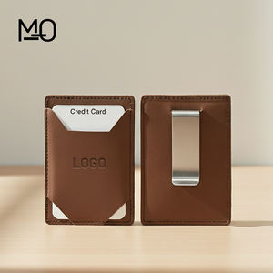 Porte-cartes RFID ultra-mince avec logo personnalisé pince à billets portefeuille durable en cuir de cheval fou avec blocage RFID pour hommes - Product Image 1