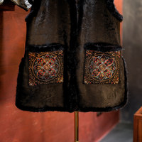 Nouveau Gilet Femme Style Chinois en Soie de Mûrier Brocart Song, Broderie Paon Exquise, Fourrure de Vison et Soie de Mûrier, Coupe Ample Doublée 5591
