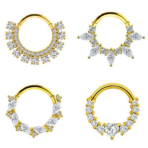 Anneau de piercing corporel en acier chirurgical 316L avec zircon transparent pour nez, segment, hélix, daith, cartilage, septum, type clicker - Product Image 1