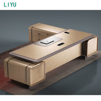 Ensemble de mobilier de bureau exécutif moderne Liyu convertible en forme de L, table de direction en panneaux de fibres à densité moyenne P2