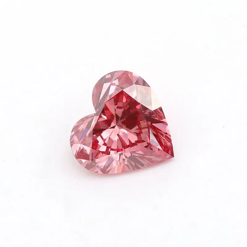 Bladgoud Sieraden Groothandel 0.5-1.5ct Roze Kleur Losse Cvd Lab Gegroeid Diamant Hartvorm Gewone Snit