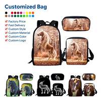 Ensemble de sacs à dos pour enfants à motif géométrique personnalisé, imperméable, fermeture éclair, tissus en microfibre légers, 3 en 1, fournitures scolaires pour étudiants, usage quotidien